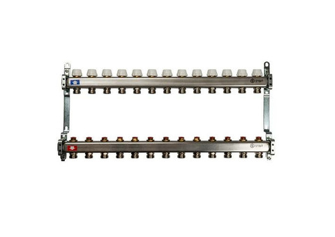 Коллекторная группа для радиаторного отопления STOUT SMS0922 - 1" на 13 контуров 3/4"EK (нерж.сталь)