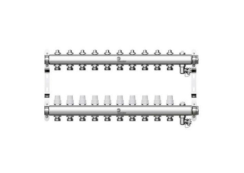 Коллекторная группа для радиаторного отопления Wester W903 - 1" на 10 контуров 3/4" Евроконус