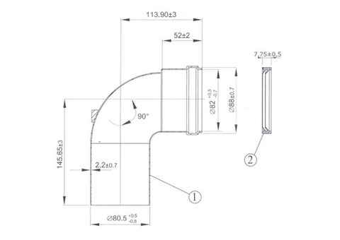 Отвод 90° Protherm для раздельного дымохода D80 мм (для котлов ЯГУАР)