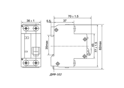 Автоматический выключатель дифференциального тока DEKraft ДИФ-102 (1P+N) C 16А 30мА тип AC 4.5кА