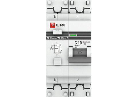 Автоматический выключатель дифференциального тока EKF Proxima АД 32 1P+N 4,5 кА 10А 30мА