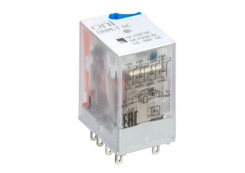 Реле интерфейсное IEK ORM-1 4C ORM-1-4C-DC24V-L-B 5А со светодиодом и тестовой кнопкой