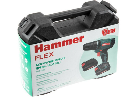 Дрель-шуруповерт аккумуляторная Hammer Flex ACD140Li