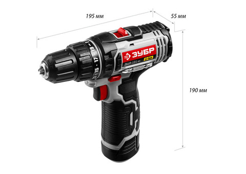 Дрель-шуруповерт аккумуляторная Зубр Стандарт ДШЛ-121 КН