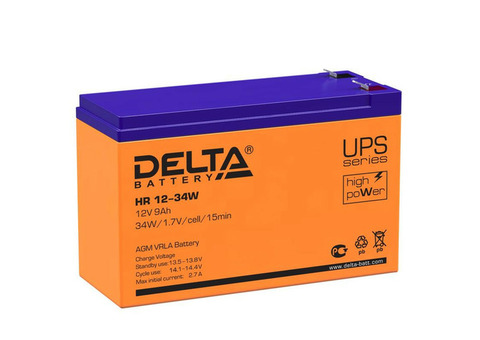 Аккумулятор 12В 9А.ч Delta HR 12-34 W