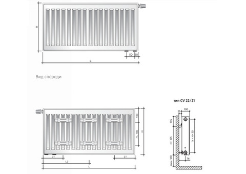 Радиатор панельный Royal Thermo Ventil Compact C22 1400х300х100 мм