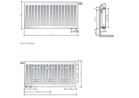 Радиатор панельный Royal Thermo Ventil Compact VC11 600х500х60 мм