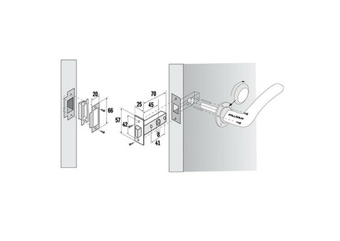 Защелка межкомнатная Palladium 100 CP