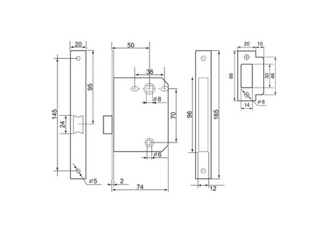 Защелка межкомнатная Palladium 170 PN