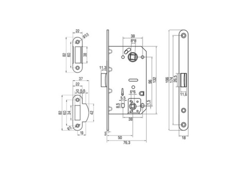 Защелка межкомнатная Palladium 600 PC