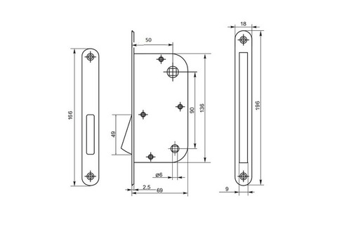 Защелка межкомнатная магнитная Palladium 090M PC