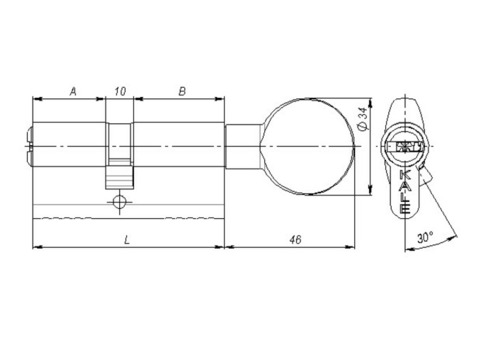 Цилиндровый механизм с вертушкой Kale kilit 164 SM/70 70 мм 30+10+30 латунь
