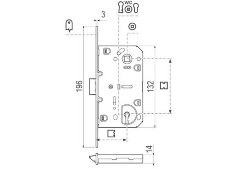 Замок межкомнатный AGB Mediana Evolution B01103 античная бронза