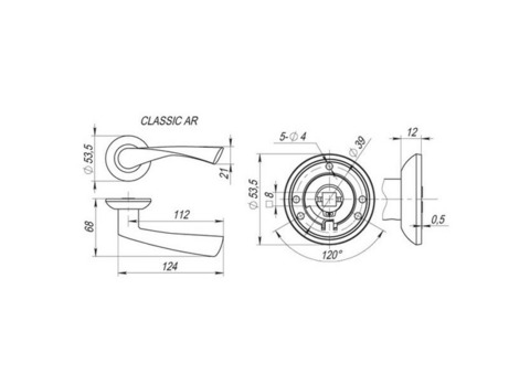 Ручка дверная Fuaro Classic AR AB/GP-7