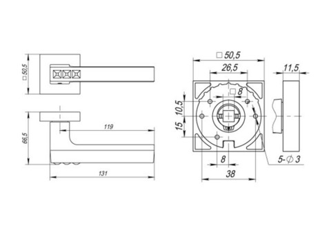 Ручка дверная Fuaro Crystal Flash DM CP-8