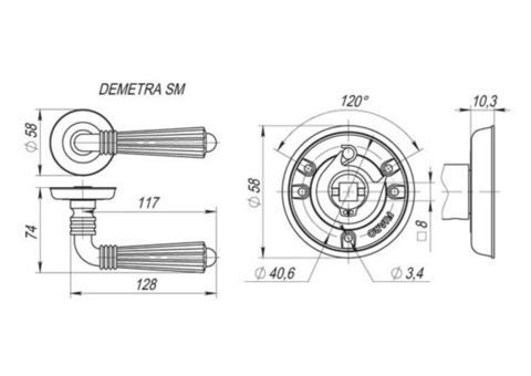 Ручка дверная Fuaro Demetra SM AB-7