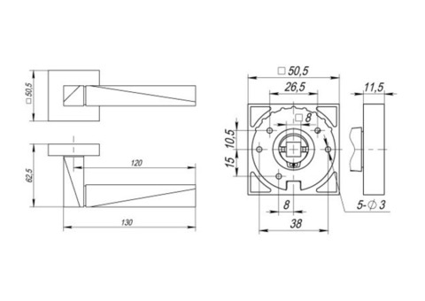 Ручка дверная Fuaro Diamond DM SN/CP-3