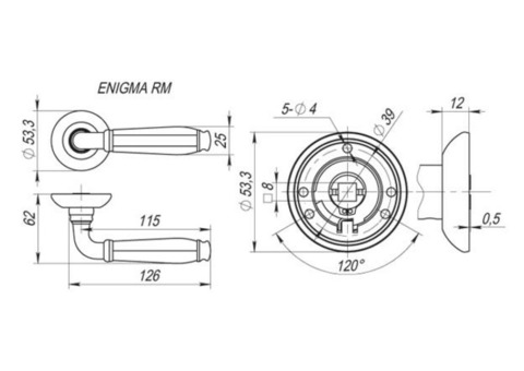 Ручка дверная Fuaro Enigma RM AB/GP-7