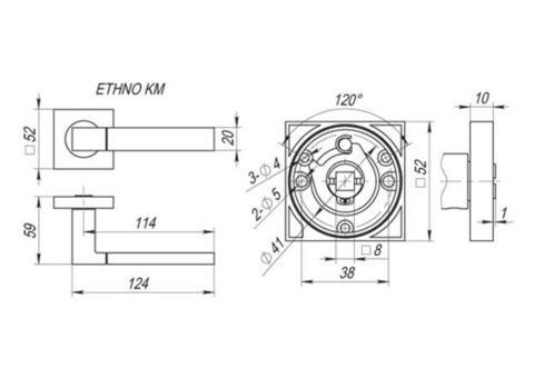 Ручка дверная Fuaro Ethno KM AB/GP-7 бронза/золото