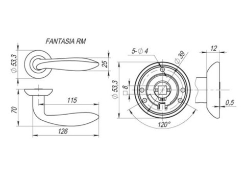 Ручка дверная Fuaro Fantasia RM SN/CP-3