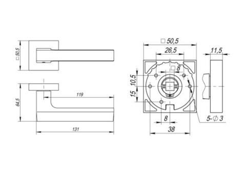 Ручка дверная Fuaro Flash DM CP/SN-8 хром/матовый никель