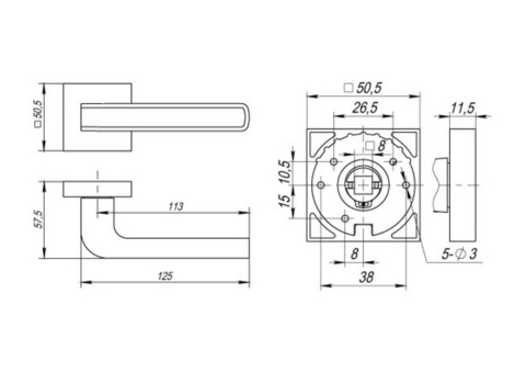 Ручка дверная Fuaro Neo DM CP/WH-19