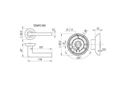 Ручка дверная Fuaro Tempo RM AB/GP-7 бронза/золото