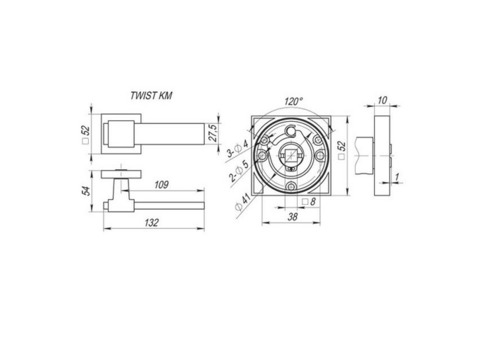 Ручка дверная Fuaro Twist KM SN/CP-3