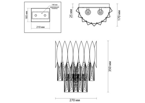 Бра Odeon Light Valetta 4124/2W Hall ODL 21 435 E14 2х40W золото хрусталь