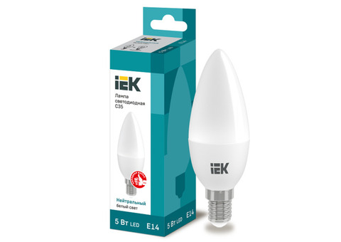 Лампа светодиодная IEK Eco C35 5W Е14 4000К