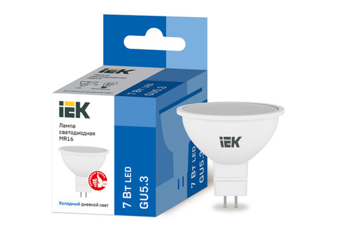 Лампа светодиодная IEK Eco MR16 7W GU5.3 6500К