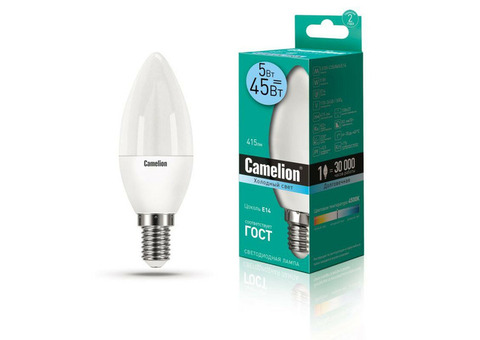 Лампа светодиодная LED5-C35/845/E14 5Вт свеча 4500К бел. E14 405лм 220-240В Camelion 12032