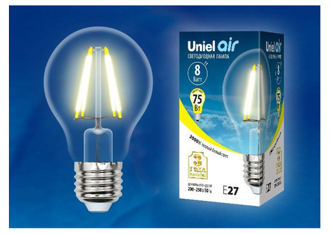 Лампа светодиодная Uniel Air LED-A60-8W/E27 прозрачная 3000K