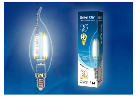 Лампа светодиодная Uniel Air LED-CW35-6W/E14 прозрачная 4000K