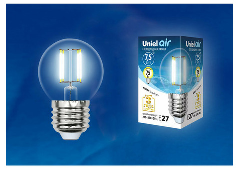 Лампа светодиодная Uniel Air LED-G45-7,5W/E27 прозрачная 4000K