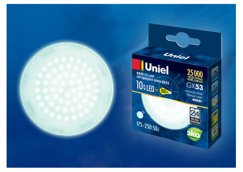 Лампа светодиодная Uniel LED-GX53-10W/NW/GX53/FR PLZ01WH матовая 4000K