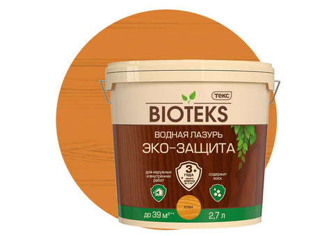 Лазурь водная Текс Bioteks Эко-Защита клен 2,7 л