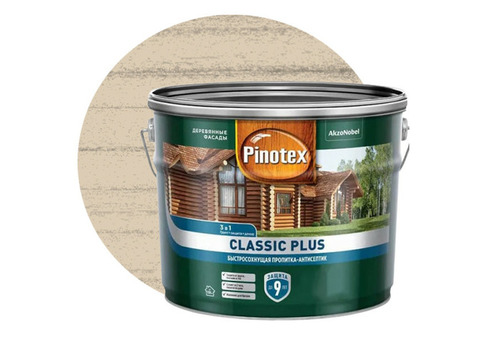 Пропитка для древесины 3 в 1 Pinotex Classic Plus 5479947 ель натуральная 9 л