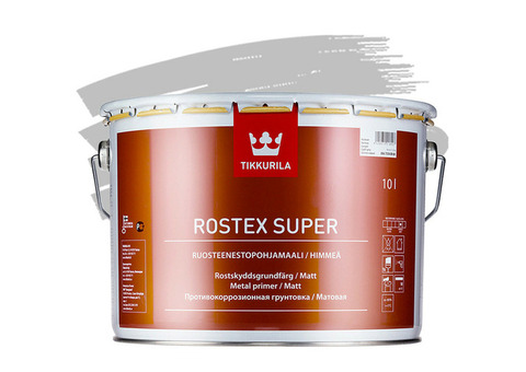 Грунтовка противокоррозионная Tikkurila Rostex Super светло-серая 10 л