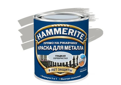 Краска по ржавчине Hammerite гладкая глянцевая серебристая 2,5 л