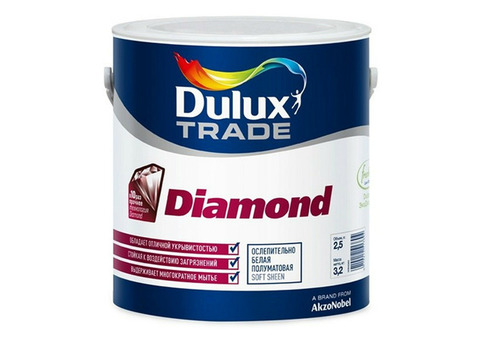 Kраска износостойкая для стен и потолков Dulux Diamond Matt BW 2.5л