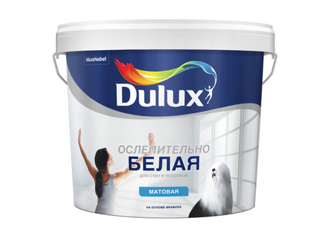 Краска Dulux 3D White для стен и потолков на основе мрамора база BW ослепительно белая матовая 5 л