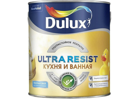 Краска Dulux Ultra Resist для кухни и ванной BW полуматовая 1 л