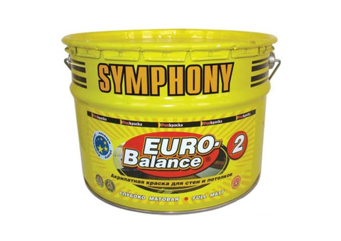 Краска акрилатная Symphony Euro-Balance 2 глубоко матовая 9 л пластиковое ведро