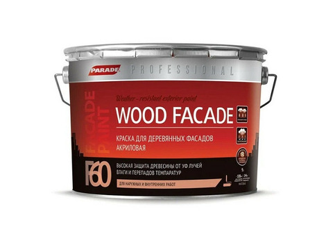 Краска акриловая Parade Professional F60 Wood Facade для деревянных фасадов полуматовая основа А 9 л