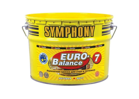 Краска акриловая Symphony Euro-Balance 7 A матовая 9 л металлическое ведро