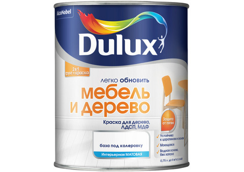 Краска водно-дисперсионная Dulux Легко обновить Мебель и дерево база BC 2 л матовая