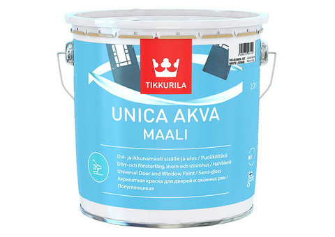 Краска для окон и дверей Tikkurila Unica Akva Maali основа А 2,7 л