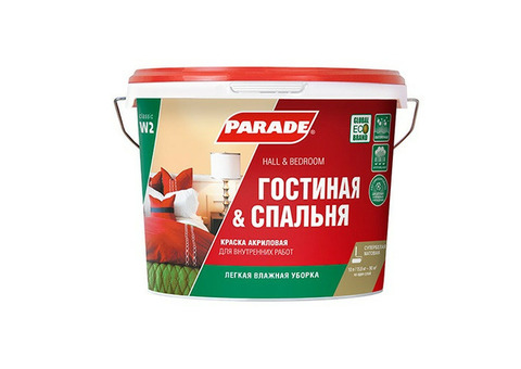 Краска акриловая Parade W2 Гостиная & Спальня белая матовая 5 л