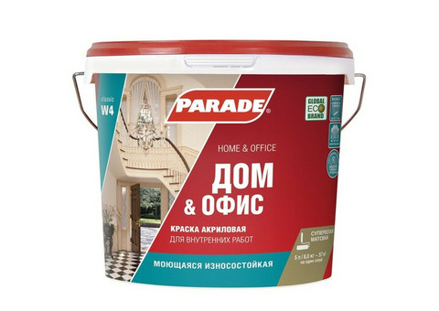 Краска акриловая Parade Classic W4 Дом & Офис интерьерная белая 5 л